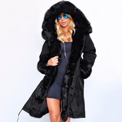 Womens Parka Jacket with Fur Collar Heavyweight Performace Parka in Black