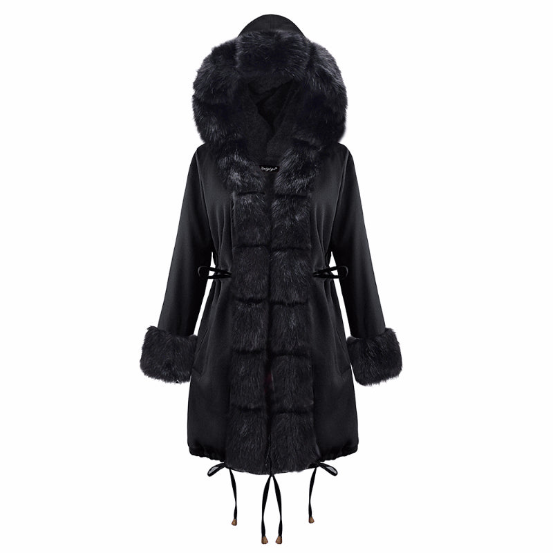 Womens Parka Jacket with Fur Collar Heavyweight Performace Parka in Black