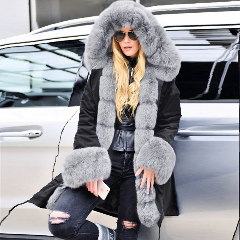 Womens Parka Jacket with Fur Collar Heavyweight Performace Parka in Black