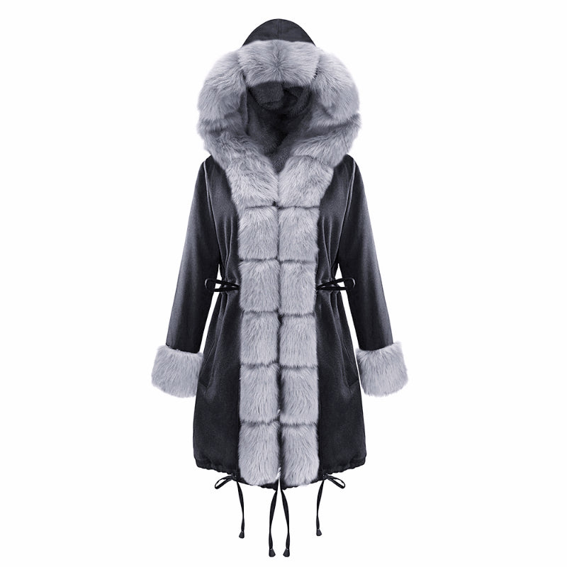 Womens Parka Jacket with Fur Collar Heavyweight Performace Parka in Black