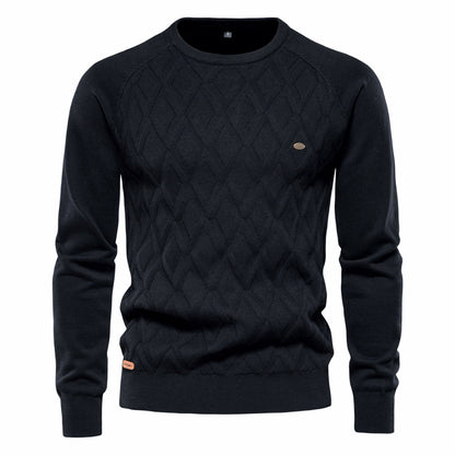 Men's Pullover Long Sleeve Crewneck Knitted Cable